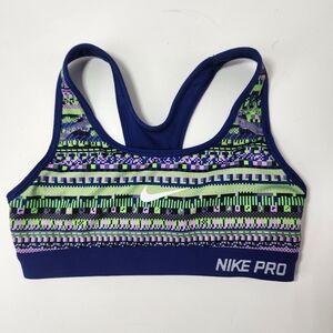 Nike Blue  Green Purple Sports Bra with Geometric Pattern